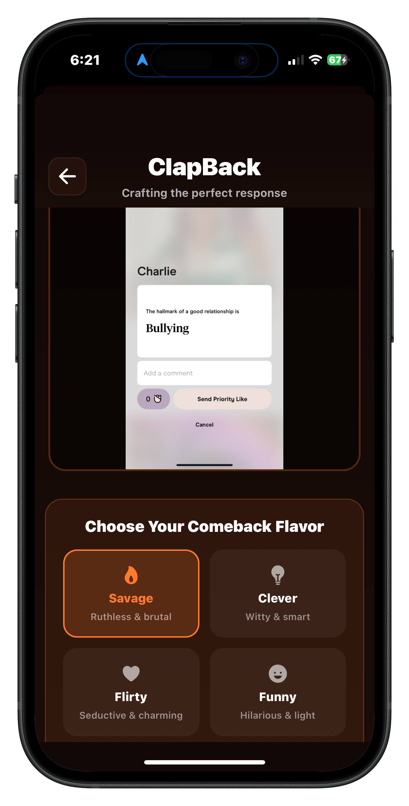 ClapBack App Screenshot